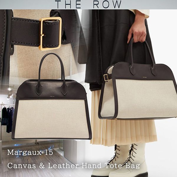  【THE ROW 偽物】Margaux 15 キャンバス&レザー ハンドトートバッグ